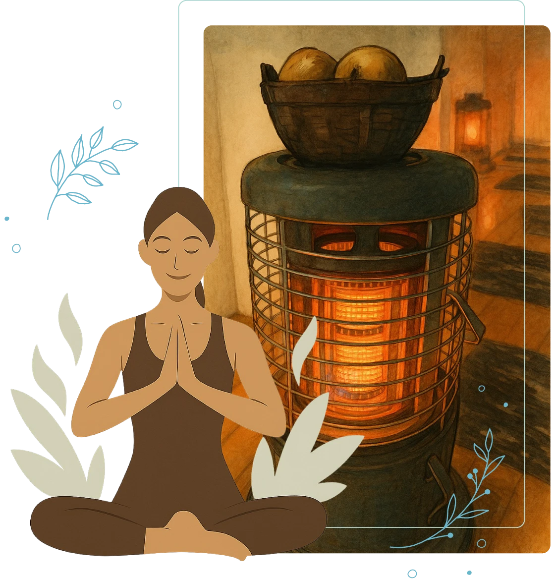 ダルマストーブ+鉄鍋(セラミックストーン入)